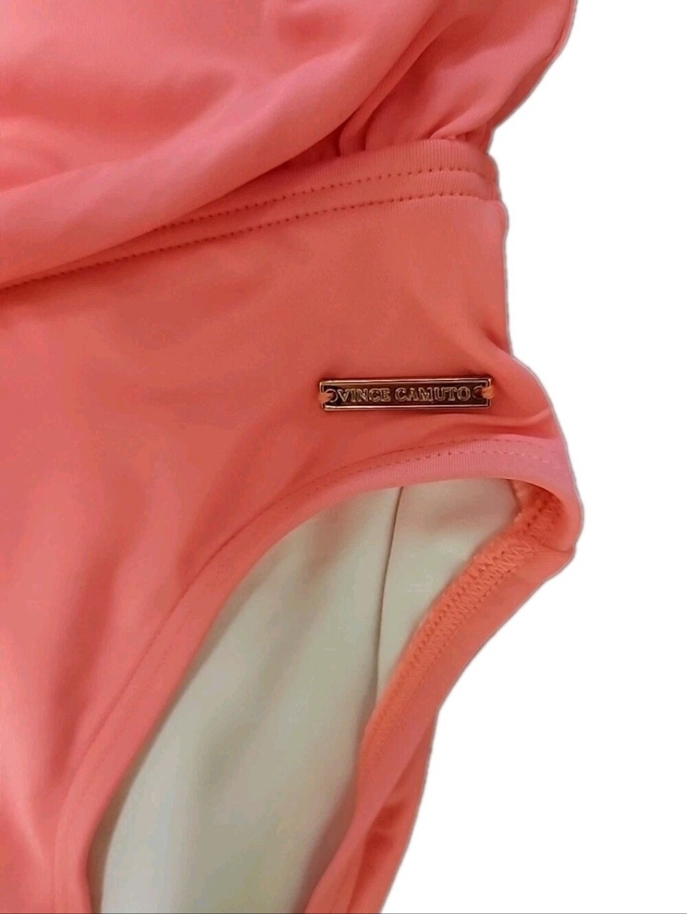 NWT Vince Camuto Collins Luxe Chain Strap Blouson 1 Pc Coral Sugar Swimsuit Sz6 - Picture 7 of 11